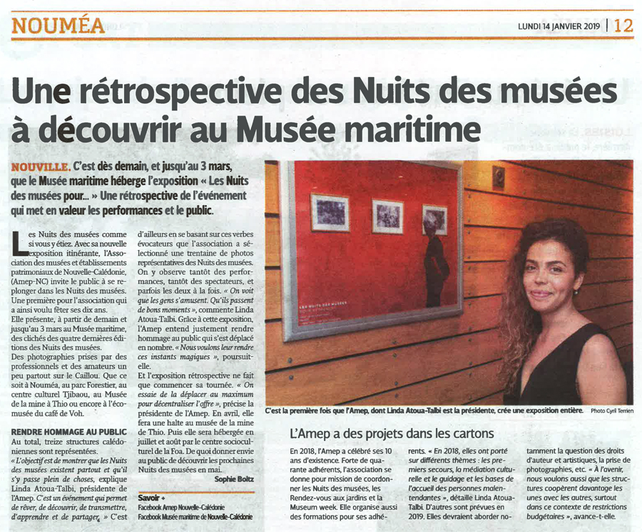 Article de journal sur l'exposition de l'AMEP en 2019