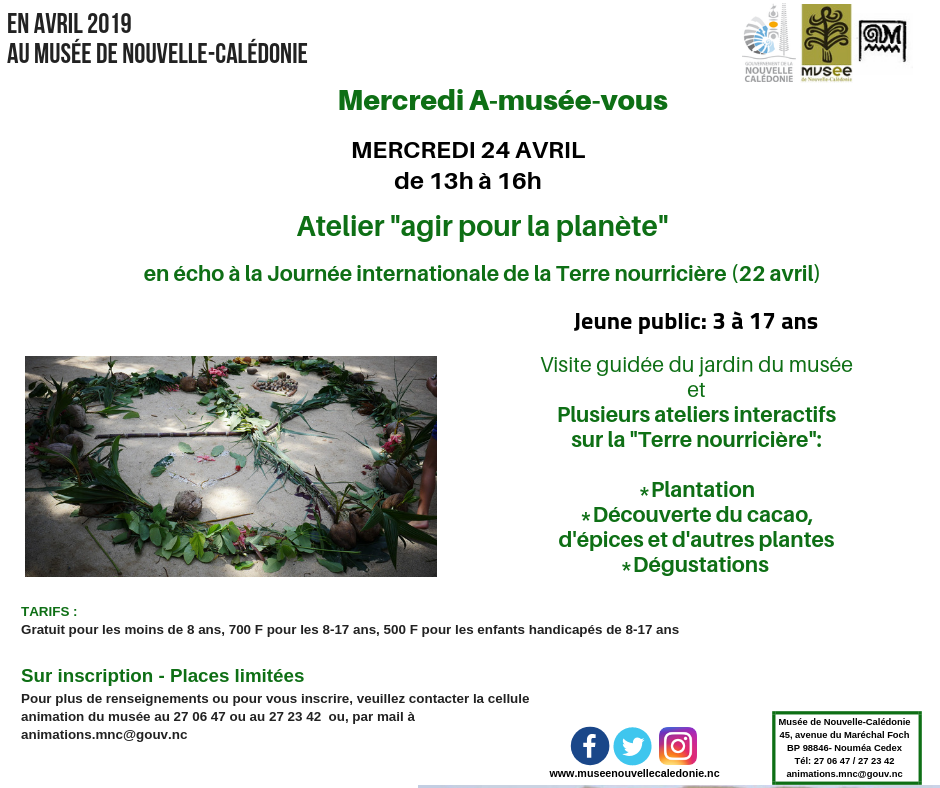 Programme de l'atelier "a-musée-vous" du 24 avril 2019