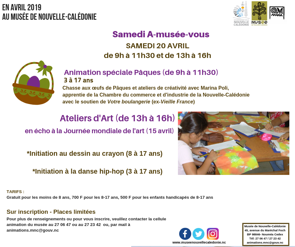 programme atelier enfants avril 2019