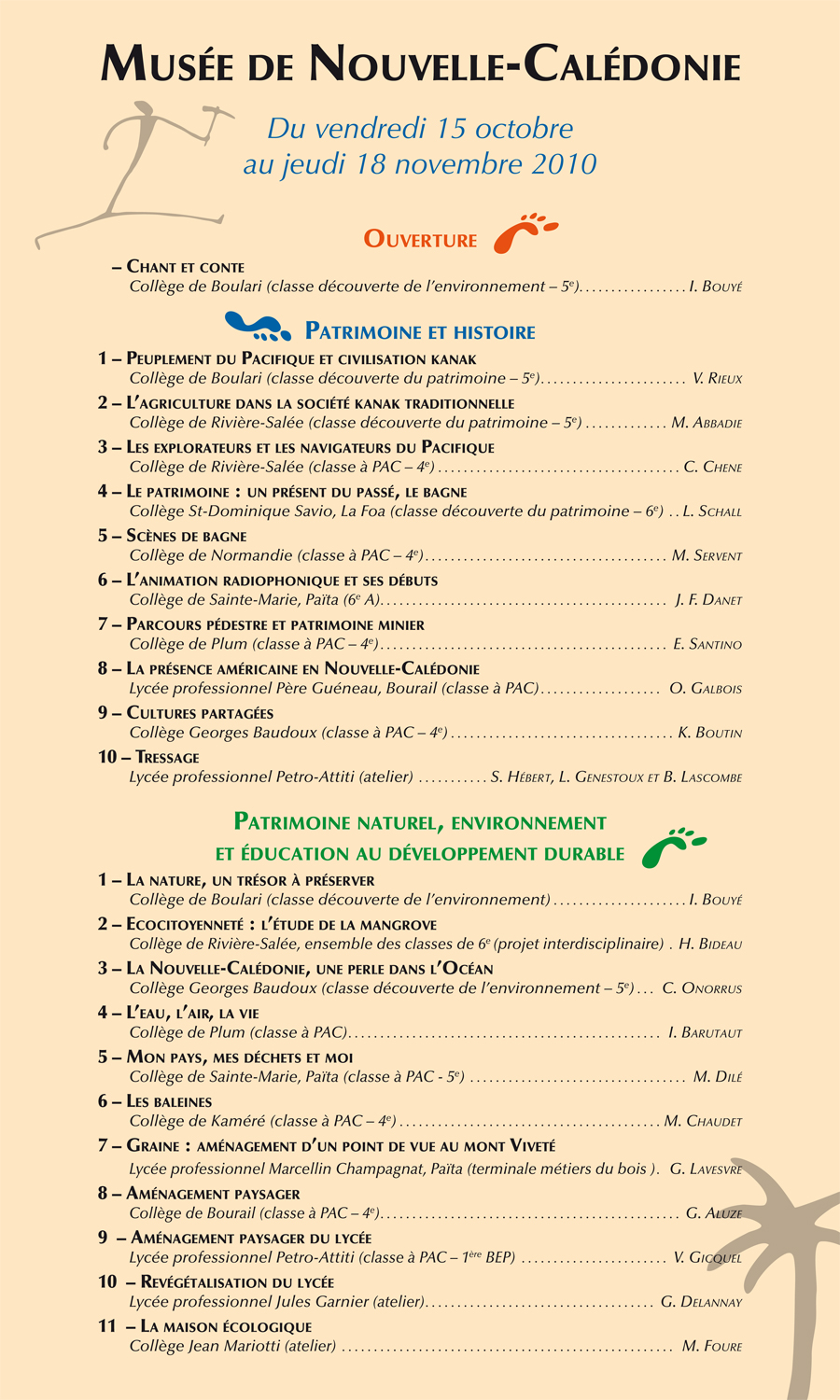Programme héritages calédoniens 2010